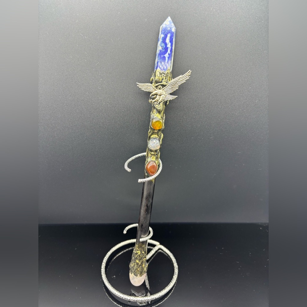 Natural Lapis Lazuli Quartz Crystal obelisk ball Magic scepter Reiki healing